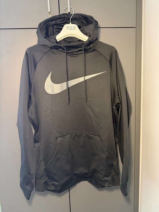 Nike Other - Nike Black Hoodie with Large Silver Swoosh